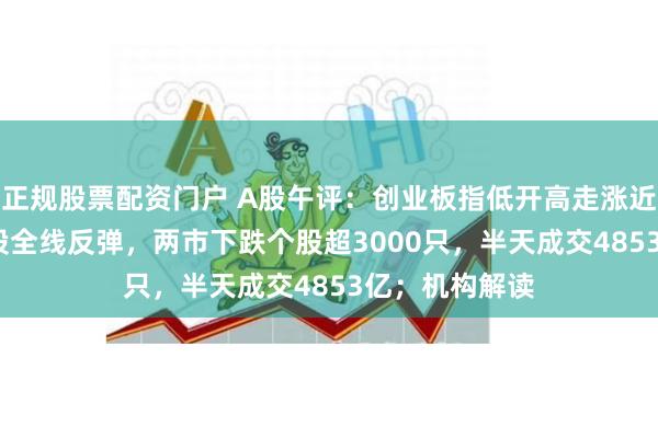 正规股票配资门户 A股午评：创业板指低开高走涨近2%，AI概念股全线反弹，两市下跌个股超3000只，半天成交4853亿；机构解读